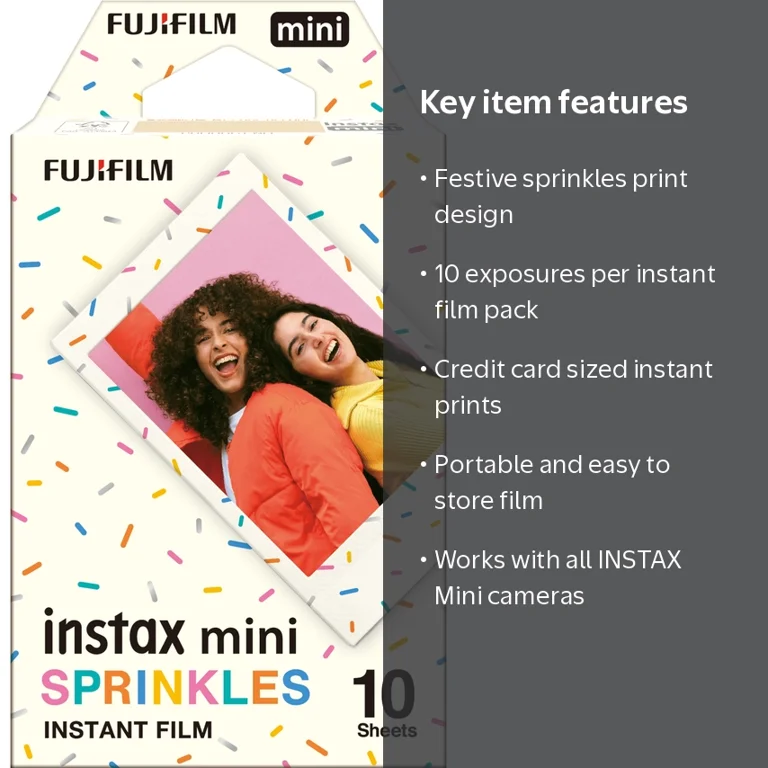 Fujifilm Instax Mini Sprinkles Film, 10pk with Fun Pattern
