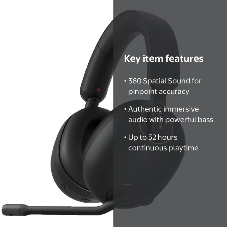 Sony INZONE H9 Wireless Noise Canceling Gaming Headset - Black