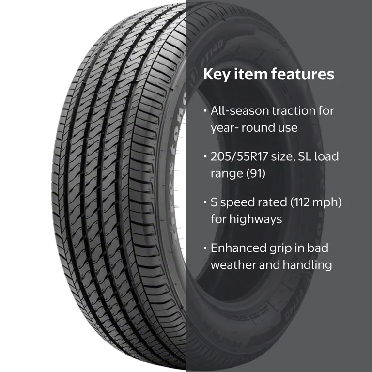Firestone FT140 Premium All-Season 205/55R17 91V Passenger Tire 