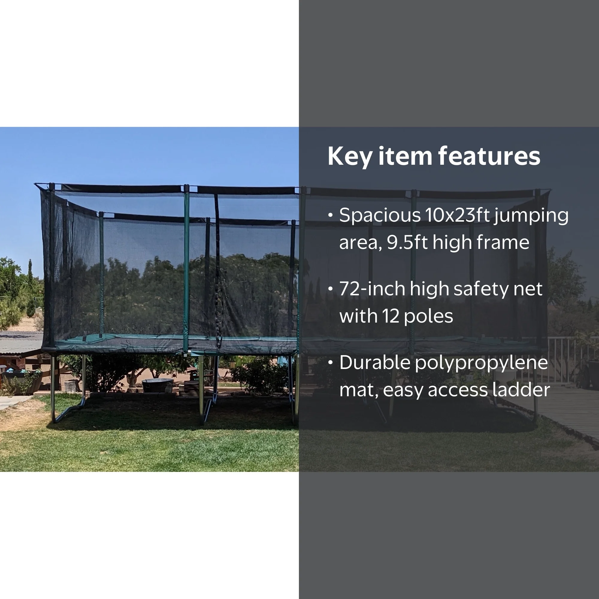 Galactic Xtreme 10x23 FT Enclosed Rectangular Trampoline - High