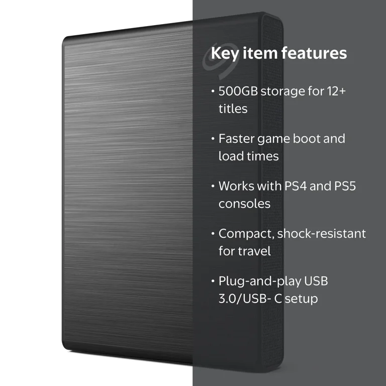 Seagate 500GB Game Drive SSD for PlayStation PS4 & PS5, USB-C 