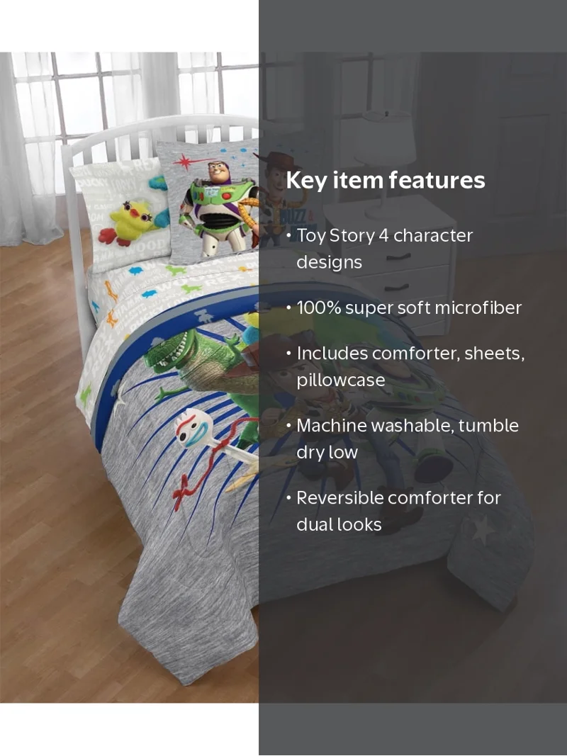 Disney Pixar Toy Story, Bed in a Bag, Twin, Microfiber, Gray