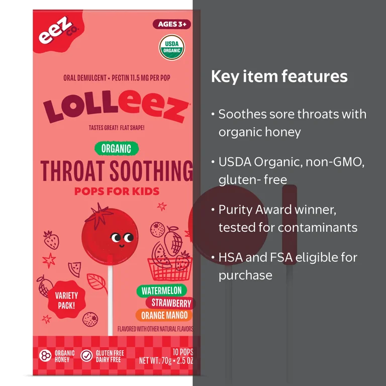 Lolleez by EEZ Co. Organic Throat Soothing Variety Pack Lollipops