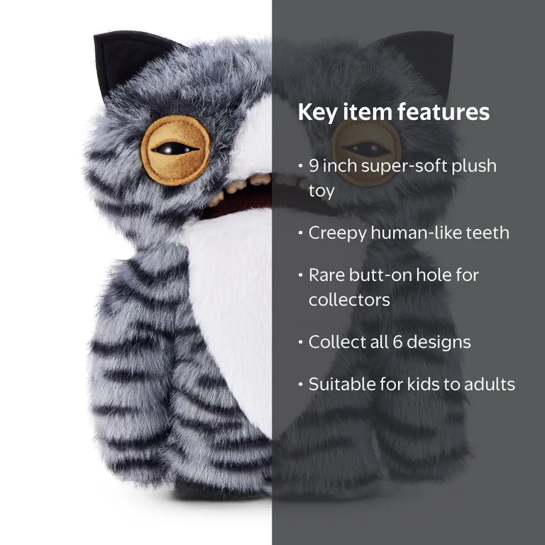 Fuggler Alley Cats 9 inch Wide Eyed Cat, Funny Ugly Monster Plush