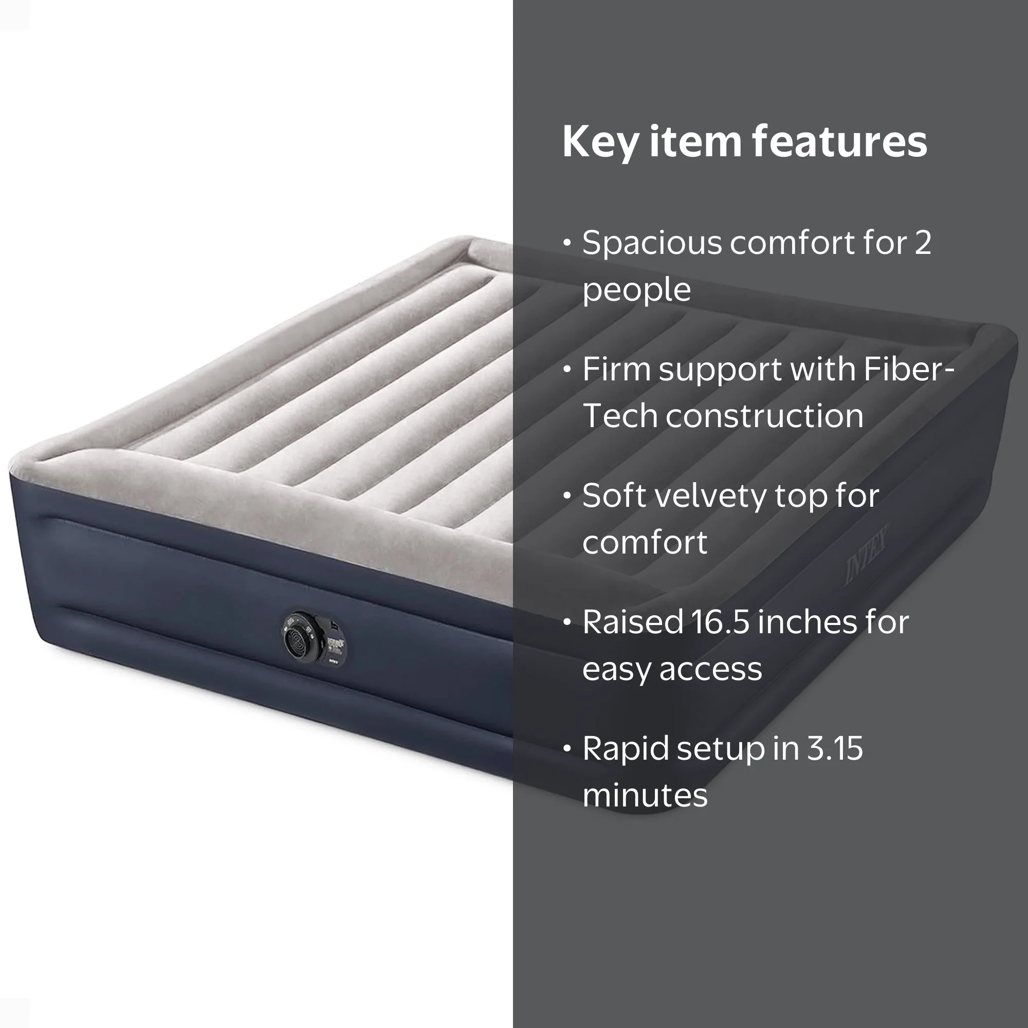 Intex King Size Inflatable Airbed with Internal Pump, Dura Beam