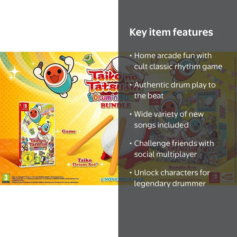Bandai Namco, Taiko No Tatsujin Drum 'N' Fun! Bundle, Nintendo