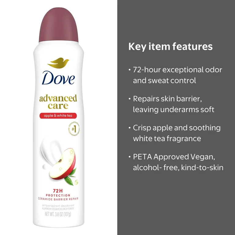 Dove, Antiperspirant Deodorant Spray, 3.8 oz, Apple White Tea