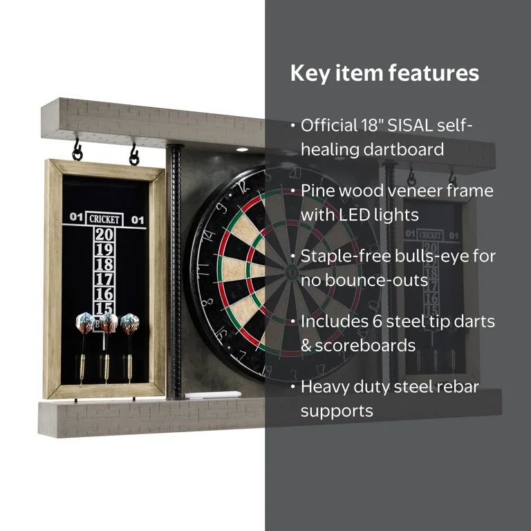 Prescott Bristle Dartboard Cabinet Set, Official Size Dart Board