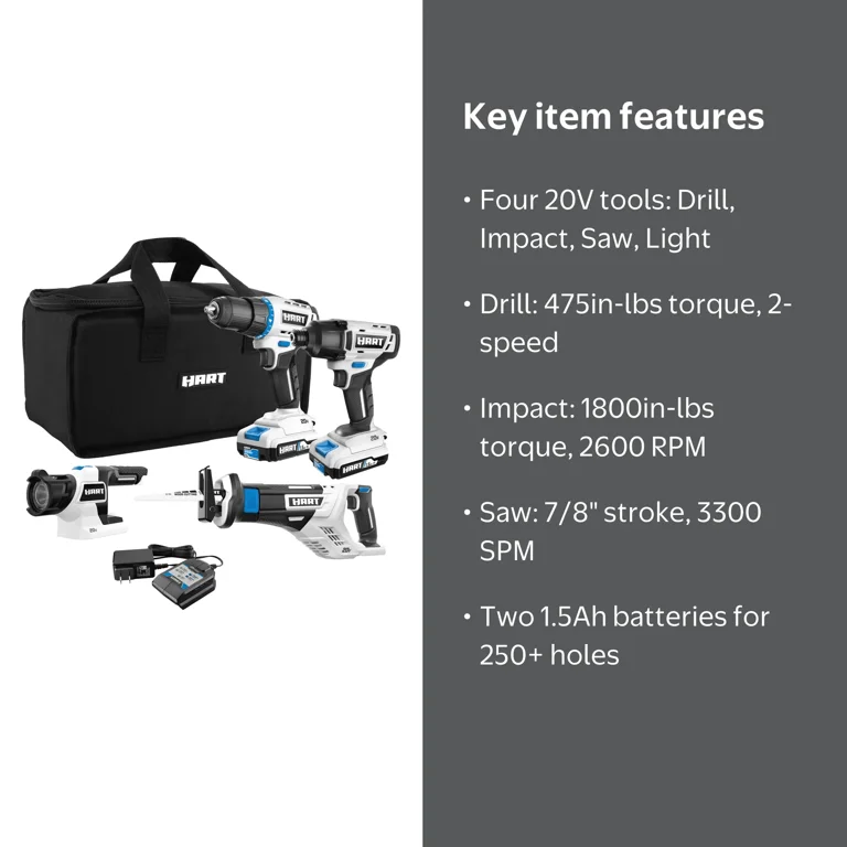 kissmark 120cm / LOOK / HARTポール 4点セット HART 20-Volt Cordless 4 Tool Combo Kit - Walmart.com
