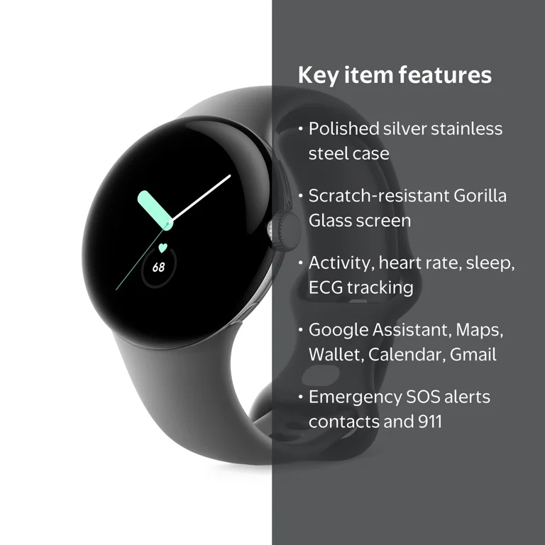 Google Pixel Smart Watch - Android, Activity & Heart Rate Tracking