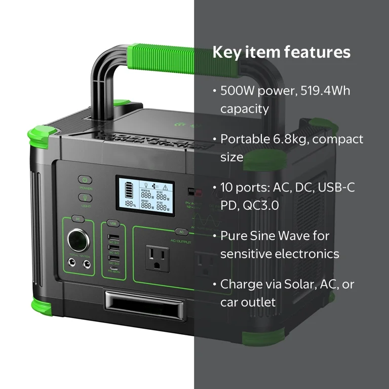 新品 EBL ポータブル電源 500W 30Ah/444wh EBL, Power Station, 500W, Portable Solar Generator Black - Walmart.com