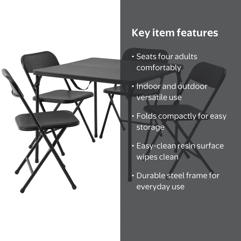 Free Shipping! Mainstays Folding Card Table and Chairs Set Black