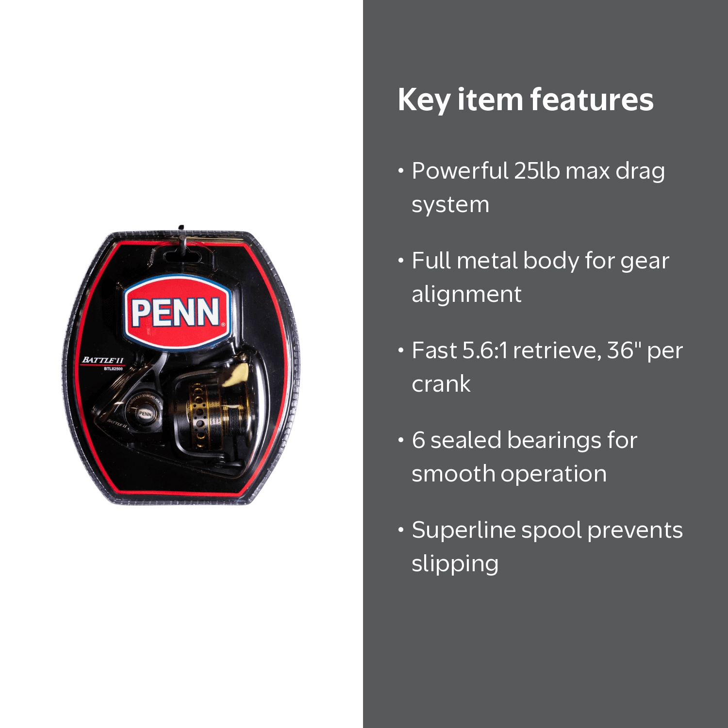PENN Battle® II Spinning Reel, 2500 Size Fishing Reel - Walmart.com