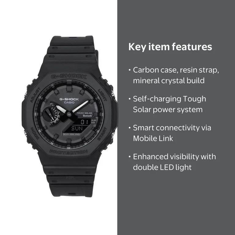 Casio, Men's G-Shock Solar Watch, GA-B2100-1A1, 200M Water
