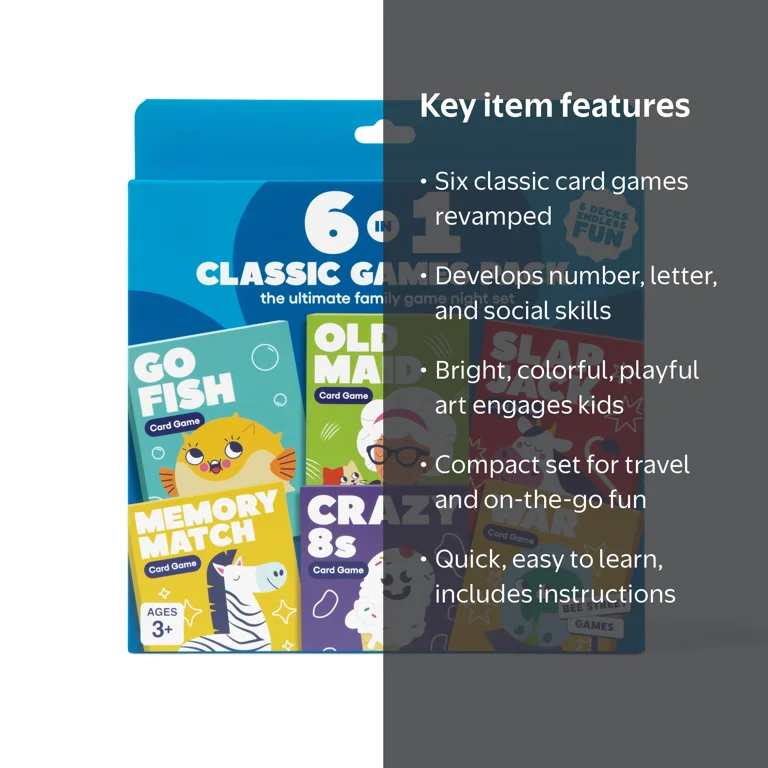 6 in 1 Classic Card Games Pack from Bee Street Games - PAL Award