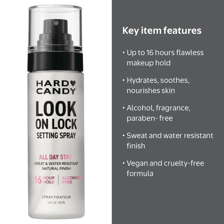 Hard Candy Look On Lock Setting Spray, Alcohol-Free, 16 HR Hold