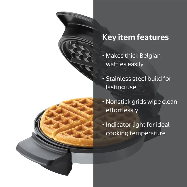 BLACK+DECKER ワッフルメーカー 本体 BLACK+DECKER, Belgian Waffle Maker, Stainless Steel, Extra Deep