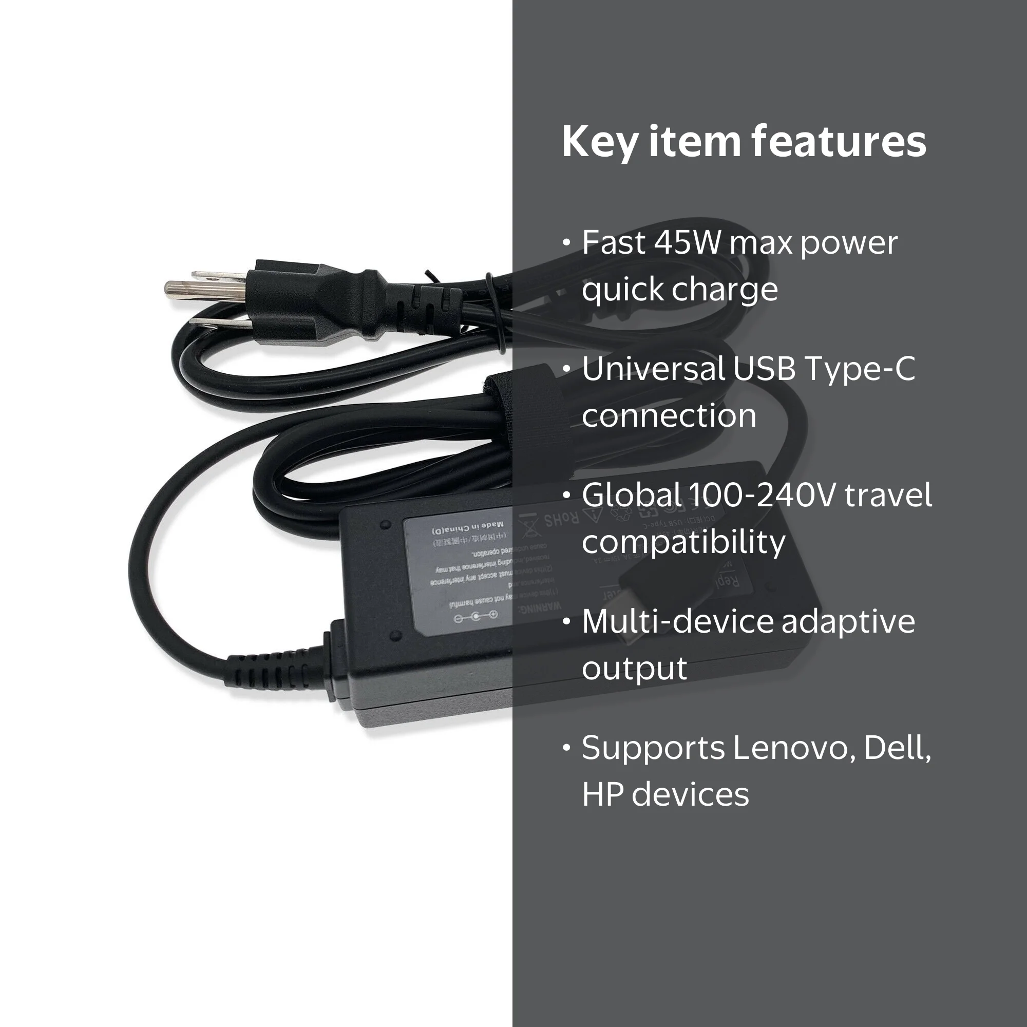 Universal 45W 2nd Gen AC Adapter & Power Cord for Lenovo 300e