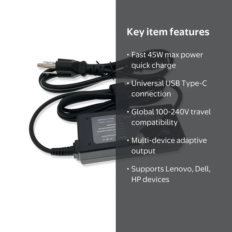 Universal 45W 2nd Gen AC Adapter & Power Cord for Lenovo 300e