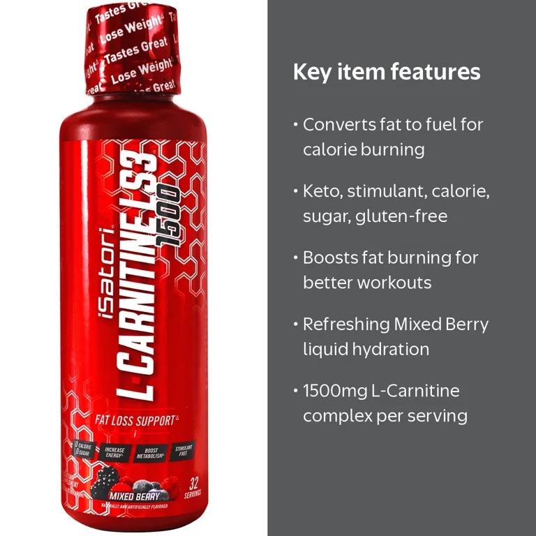 l-carnitine 1500mg iSatori LS3 Concentrated Liquid Metabolic Enhancer and Energy Booster - Health and Fitness - Keto Friendly - Stimulant Free products with sellout