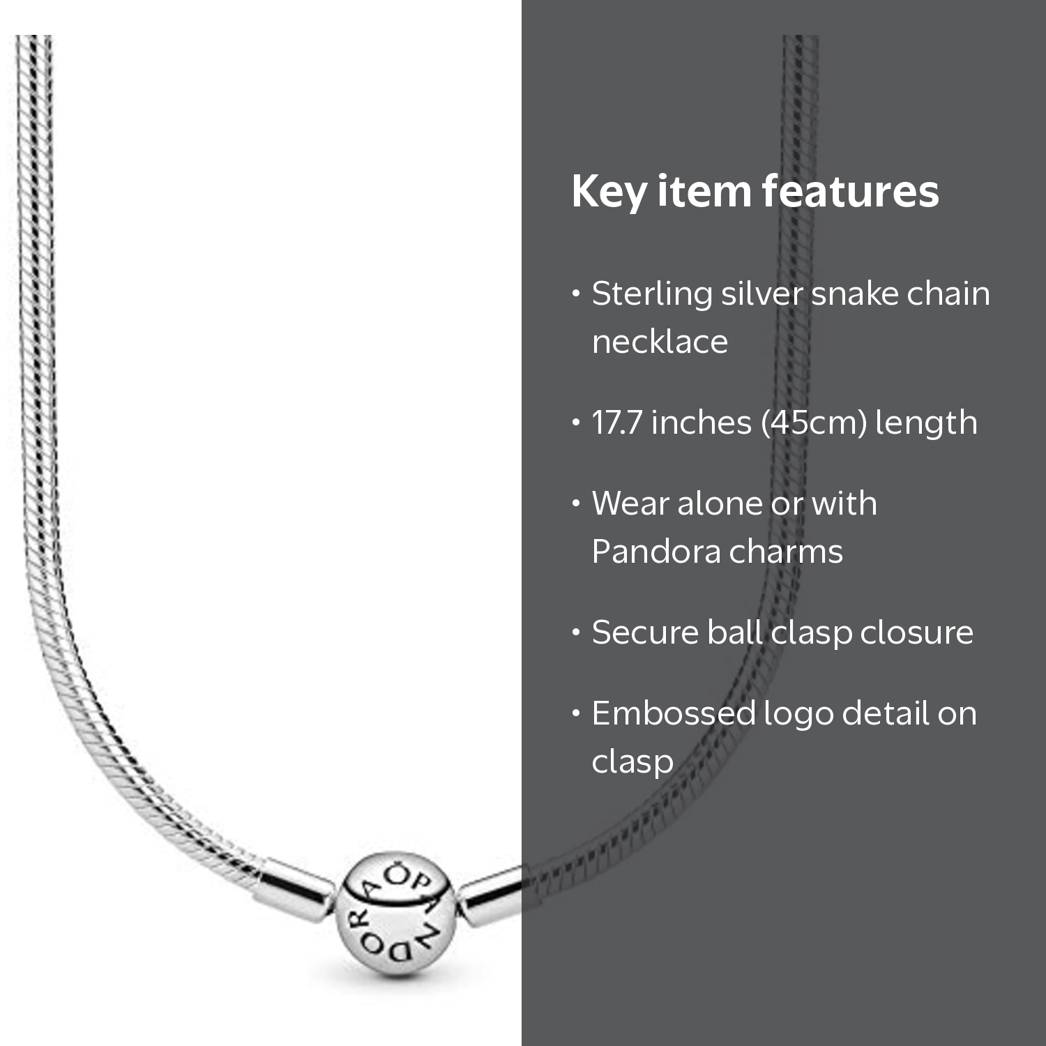 Pandora Moments Sterling Silver Charm Necklace with Signature