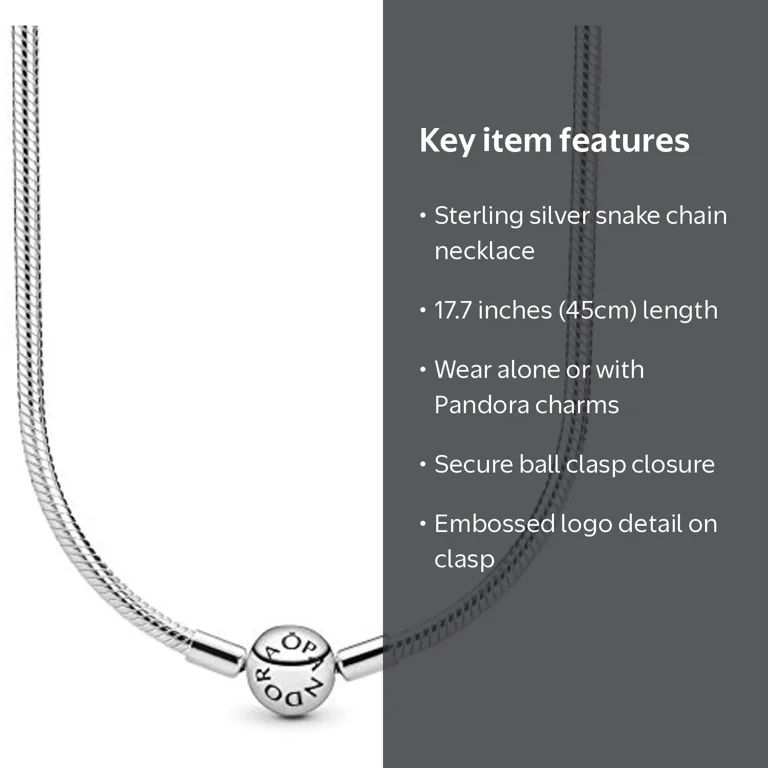 Pandora Moments Sterling Silver Charm Necklace with Signature