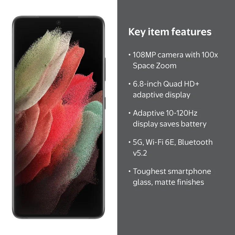 Samsung Galaxy S21 Ultra 5G, High Resolution 128GB Smartphone in