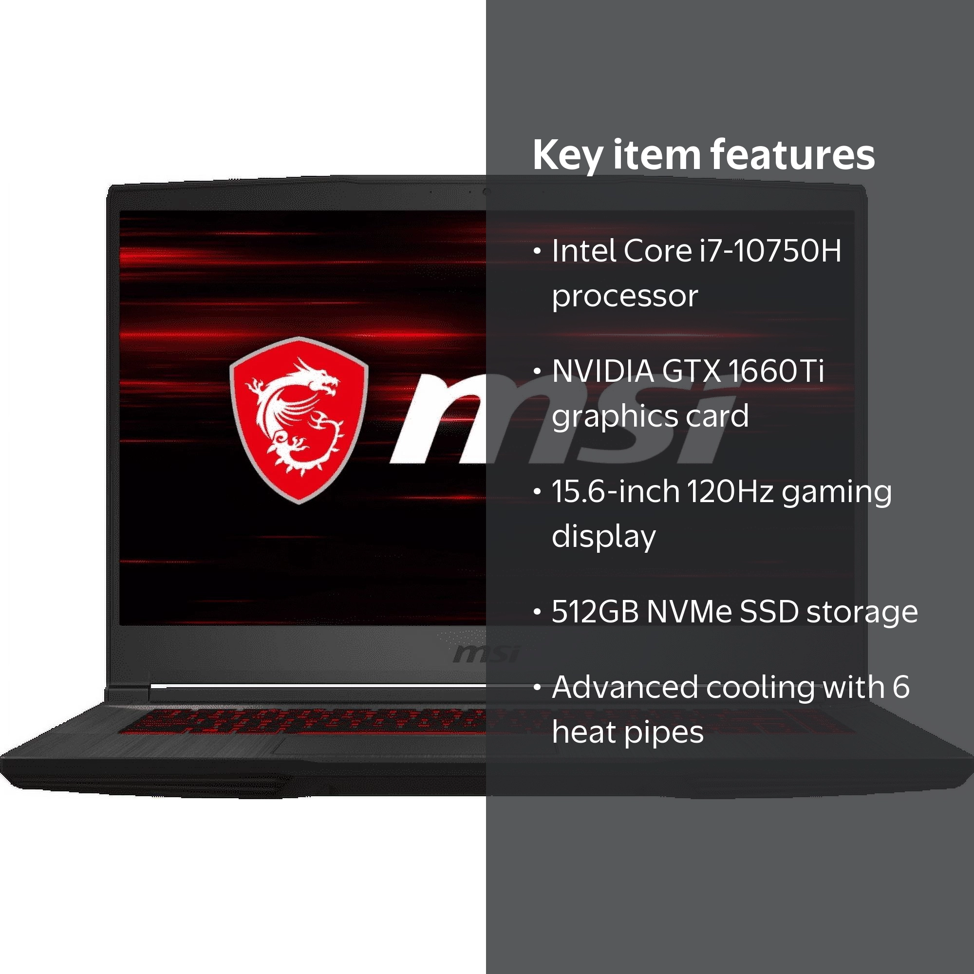 MSI GF65 Thin Gaming Laptop, Intel i7, NVIDIA GTX 1660Ti Graphics