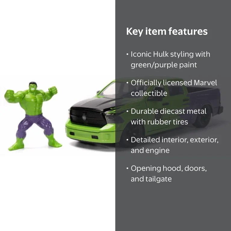Jada Toys, Marvel Avengers Hollywood Rides 1:24 Ram 1500 Hulk