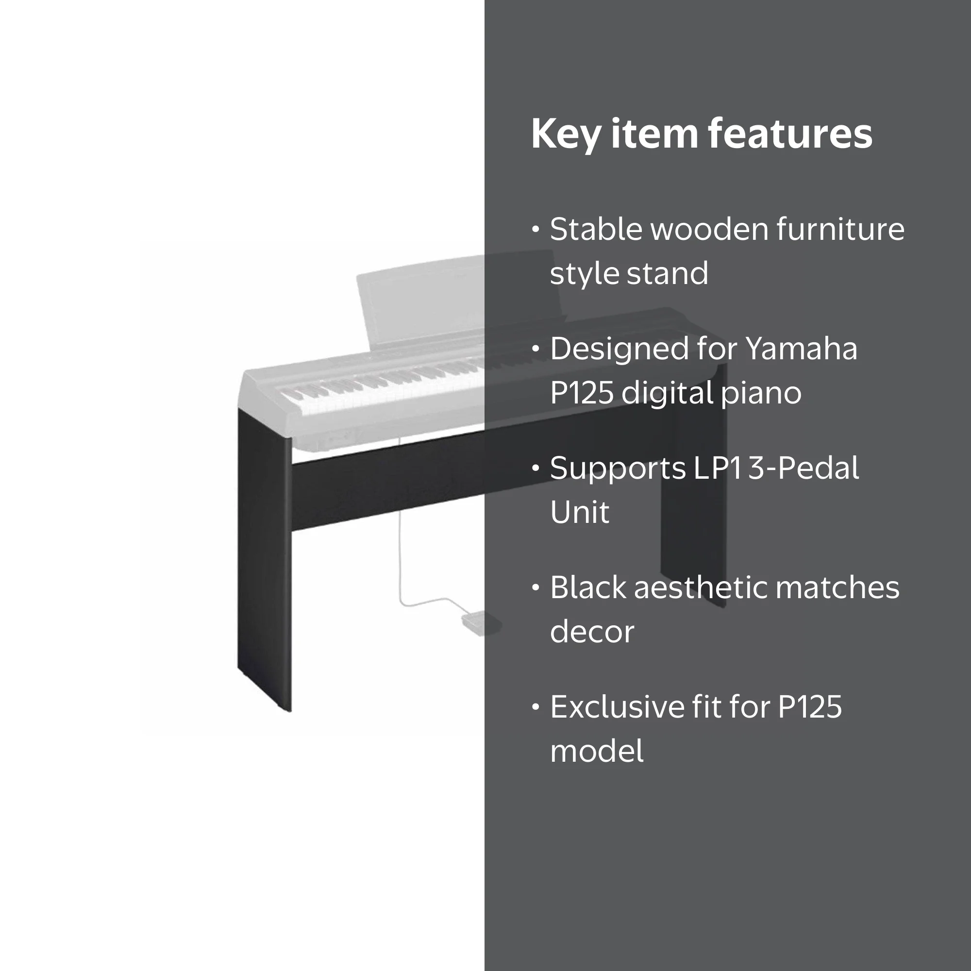 Yamaha L125B Wooden Furniture Stand for P125 Digital Piano