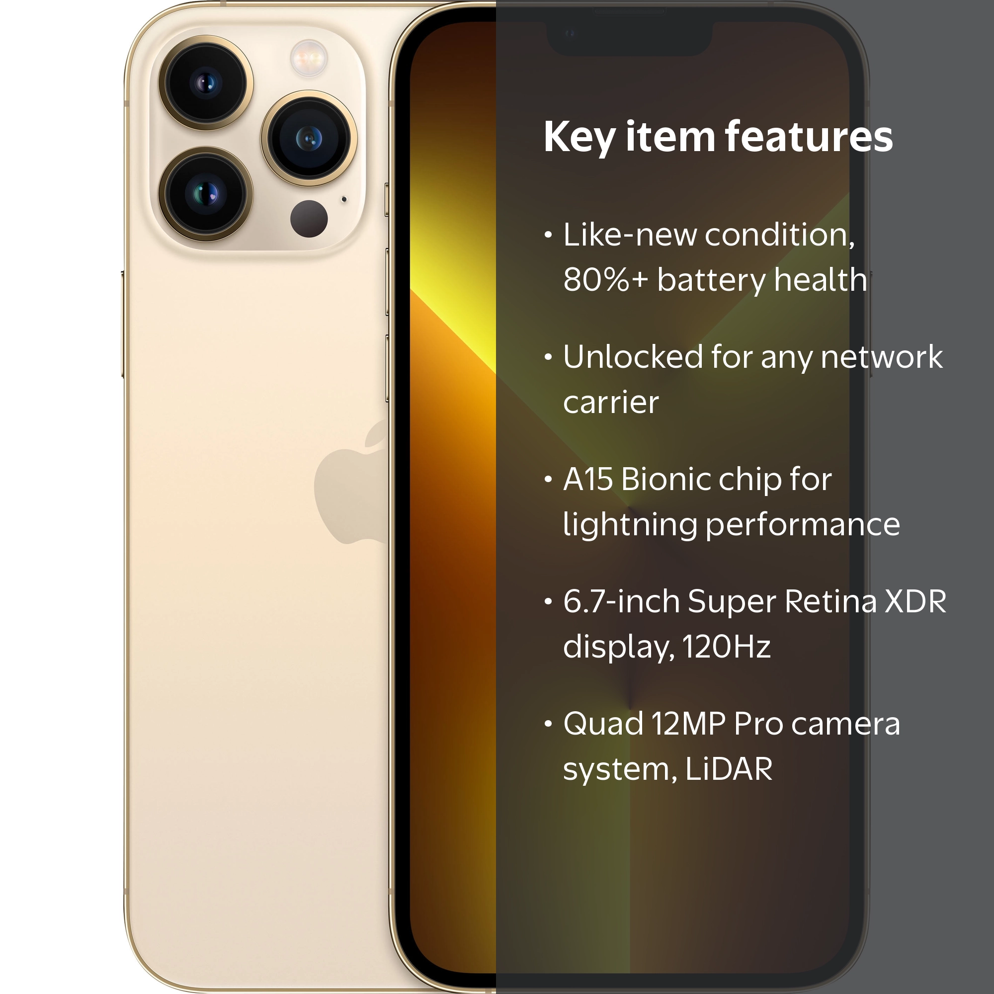 Restored Apple iPhone 13 Pro Max - Fully Unlocked - 128 GB Gold