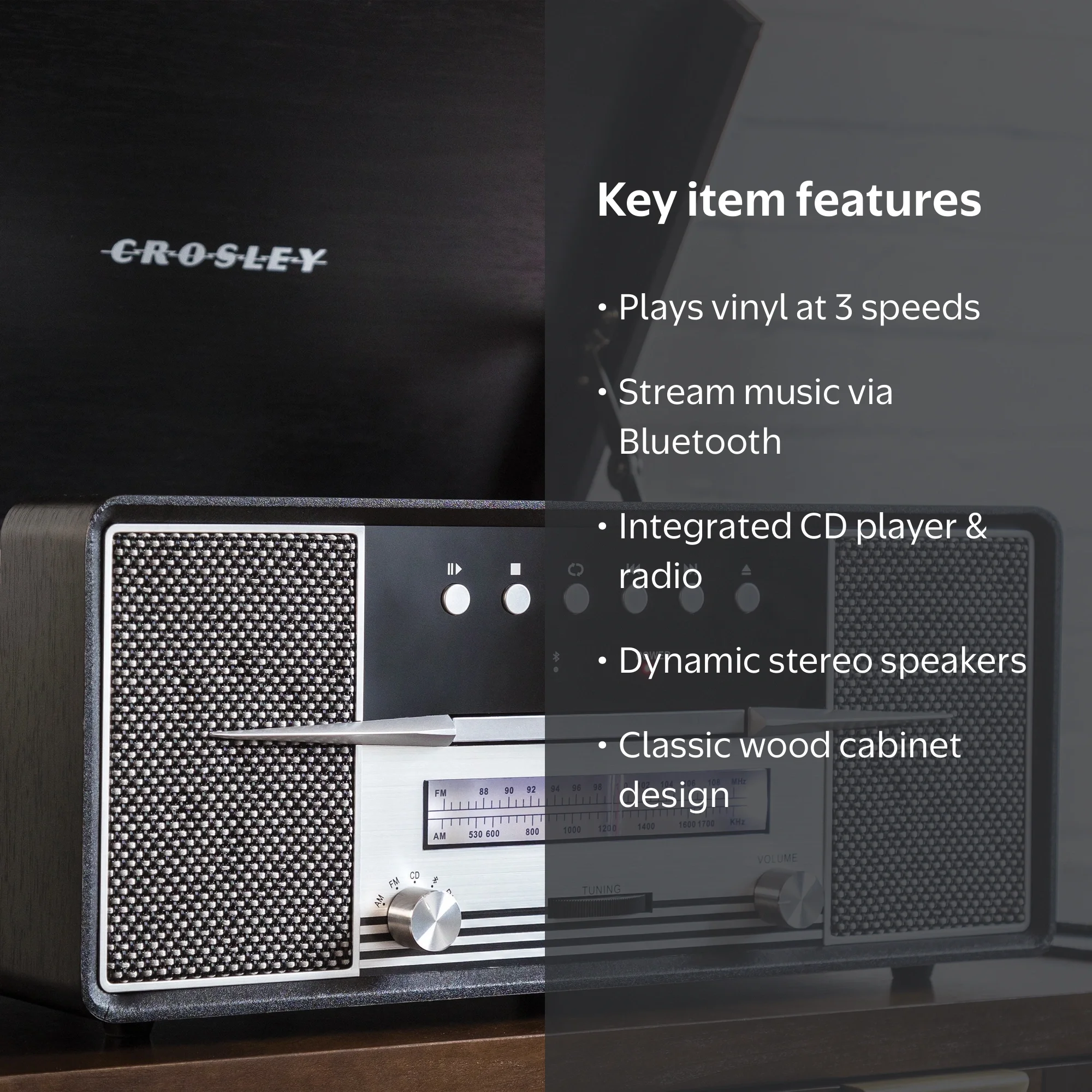 Crosley Rhapsody 7-In-1 Record Player In Black - Walmart.com