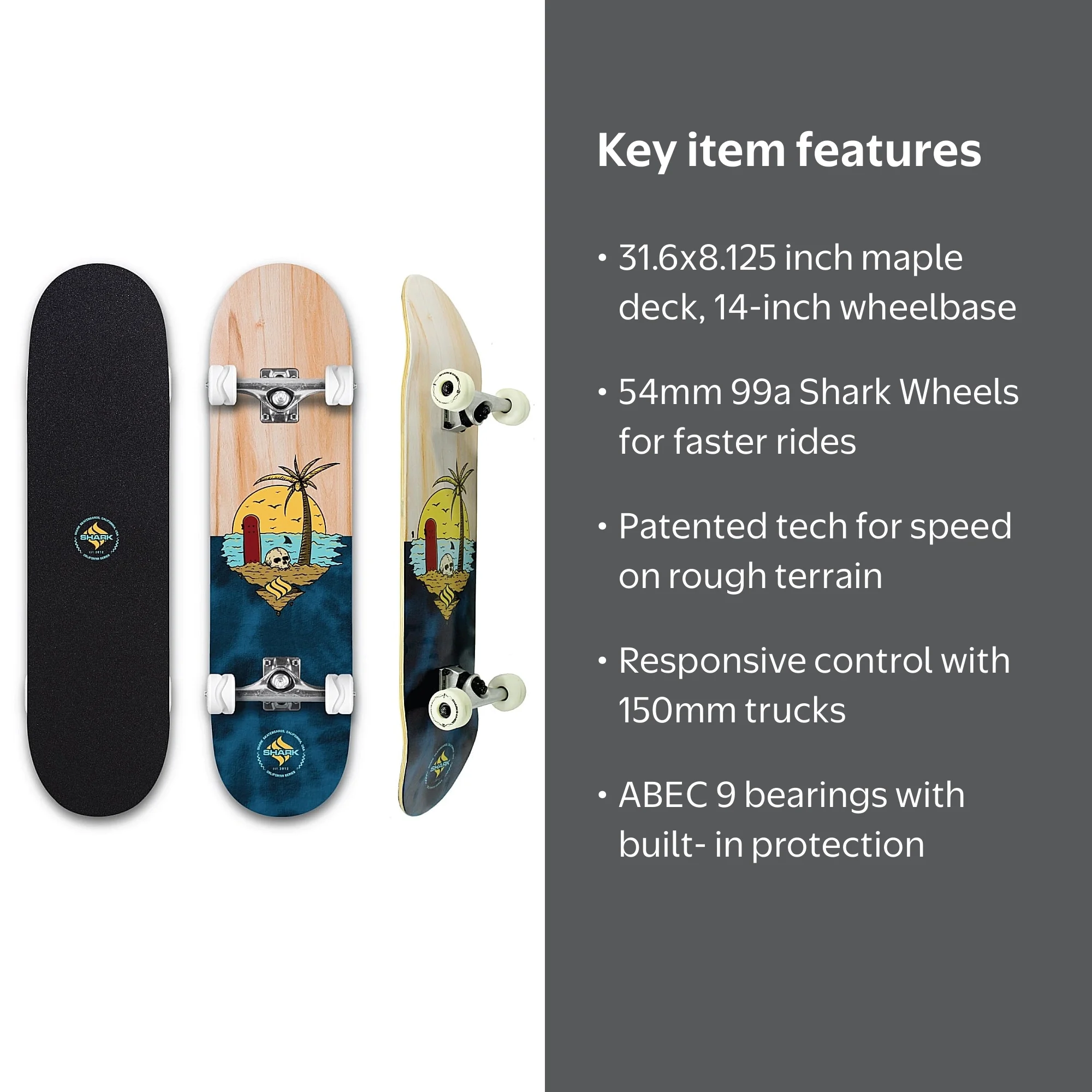 Shark Wheel Skull Island 31 In. Popsicle Street Skateboard with 54