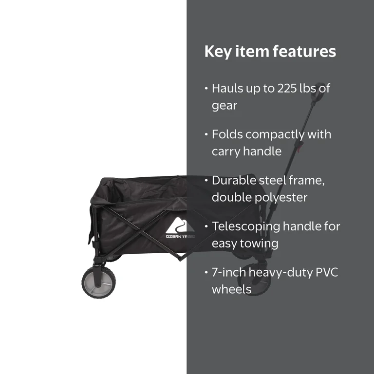 Ozark Trail Collapsible Multipurpose Camp Wagon Cart with Foldable