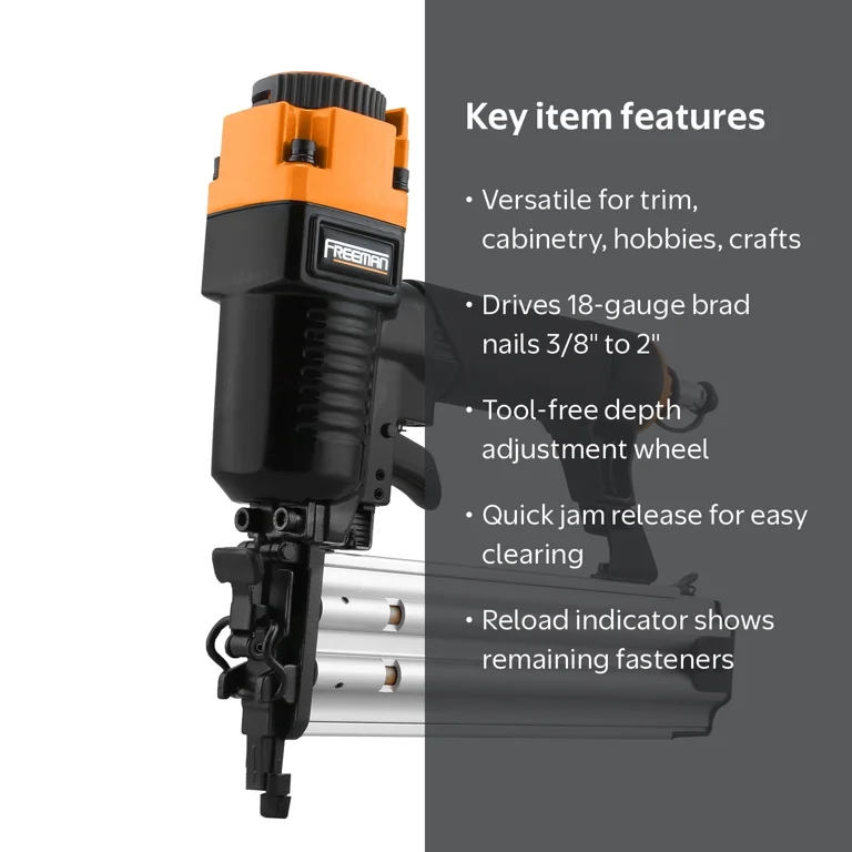 Freeman Pneumatic 18-Gauge 2 in. Brad Nailer with Quick Jam