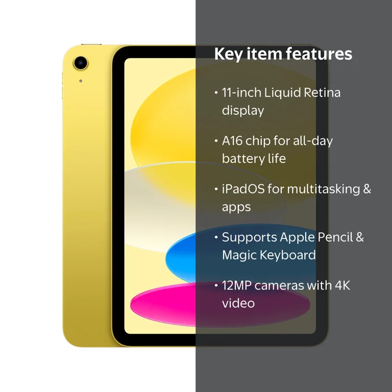 2025 Apple 11-inch iPad A16 Wi-Fi 128GB - Yellow - Walmart.com