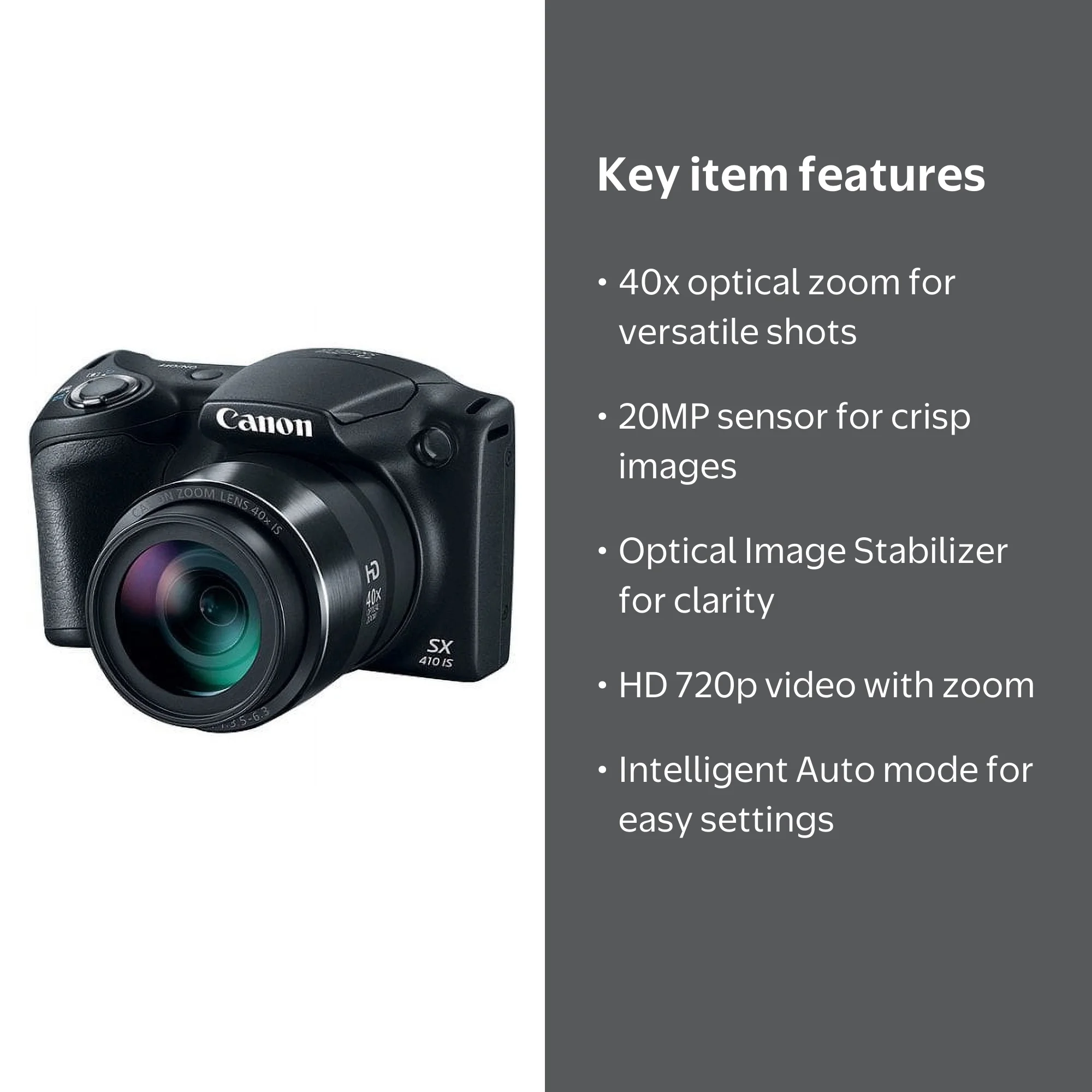 Canon PowerShot SX410 IS - 20MP Digital Camera, 40x Zoom, Point