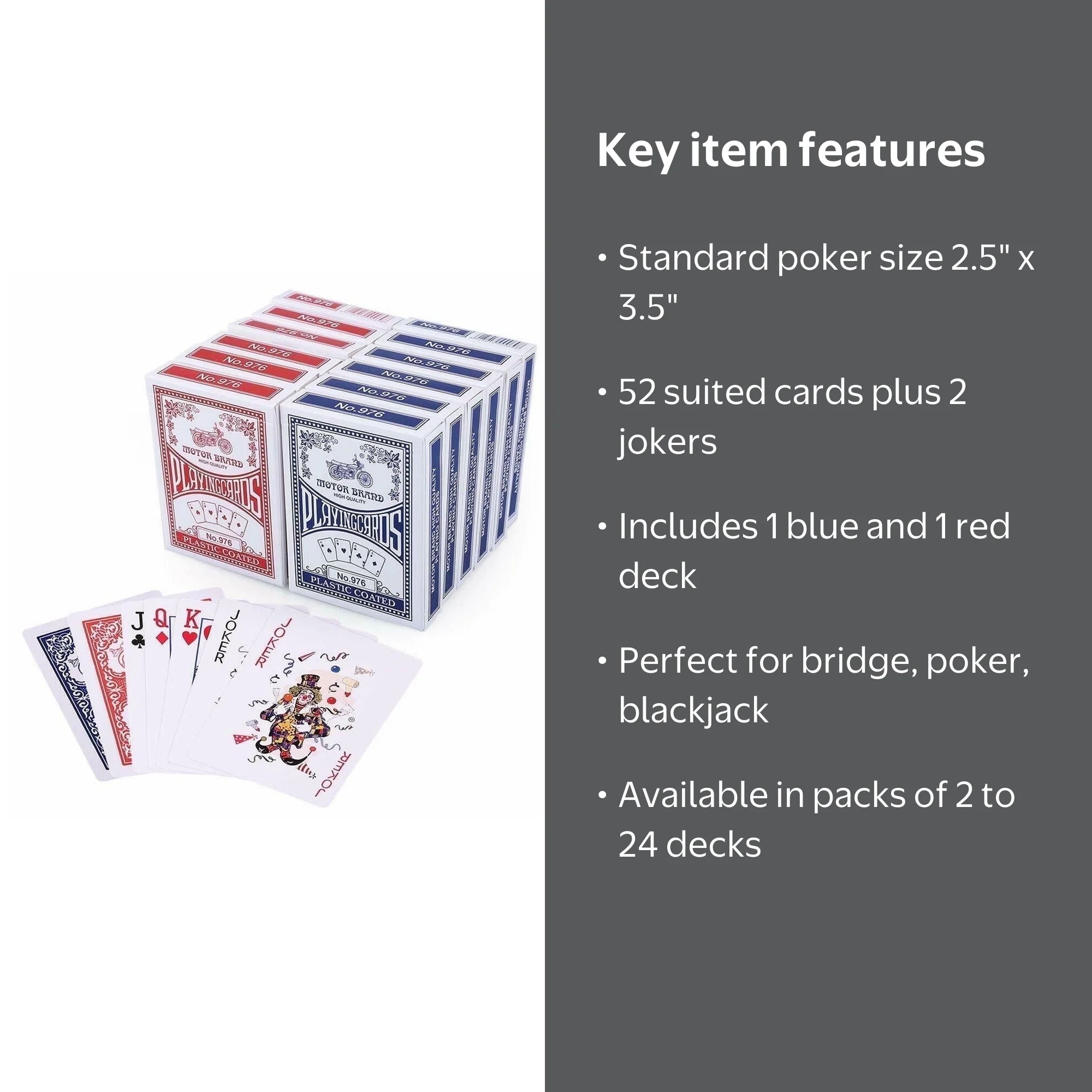2-24 Decks Playing Cards Decks Poker Size Standard Index (1 Blue 1