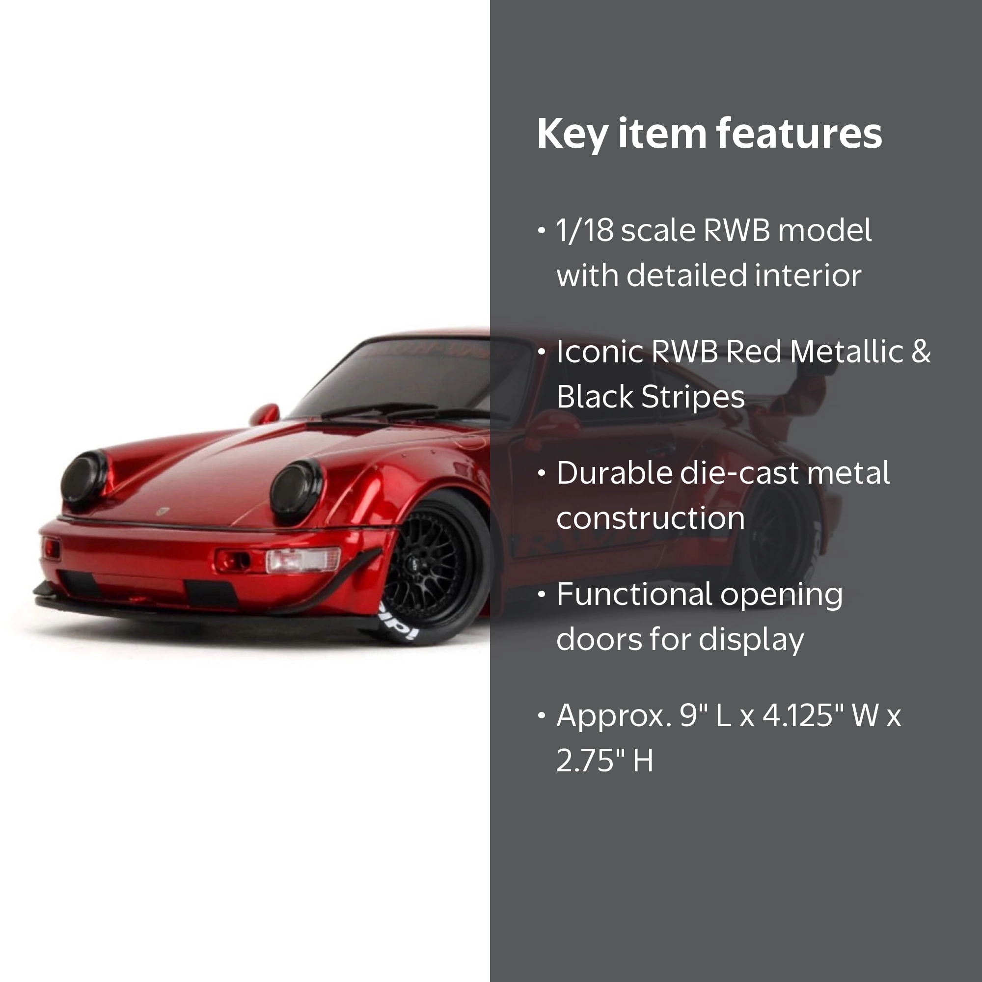 Jada, Diecast Car Model, Porsche 911 964 RWB Red Chrome 1:18