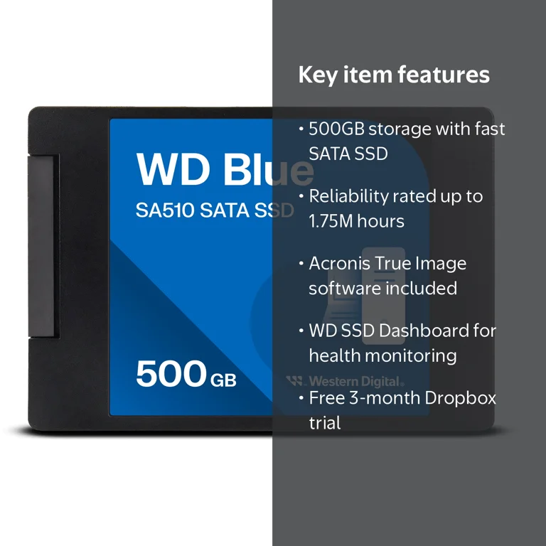 WD, SATA SSD, 500GB WD Blue SA510, 2.5‚Äù/7mm Internal Drive