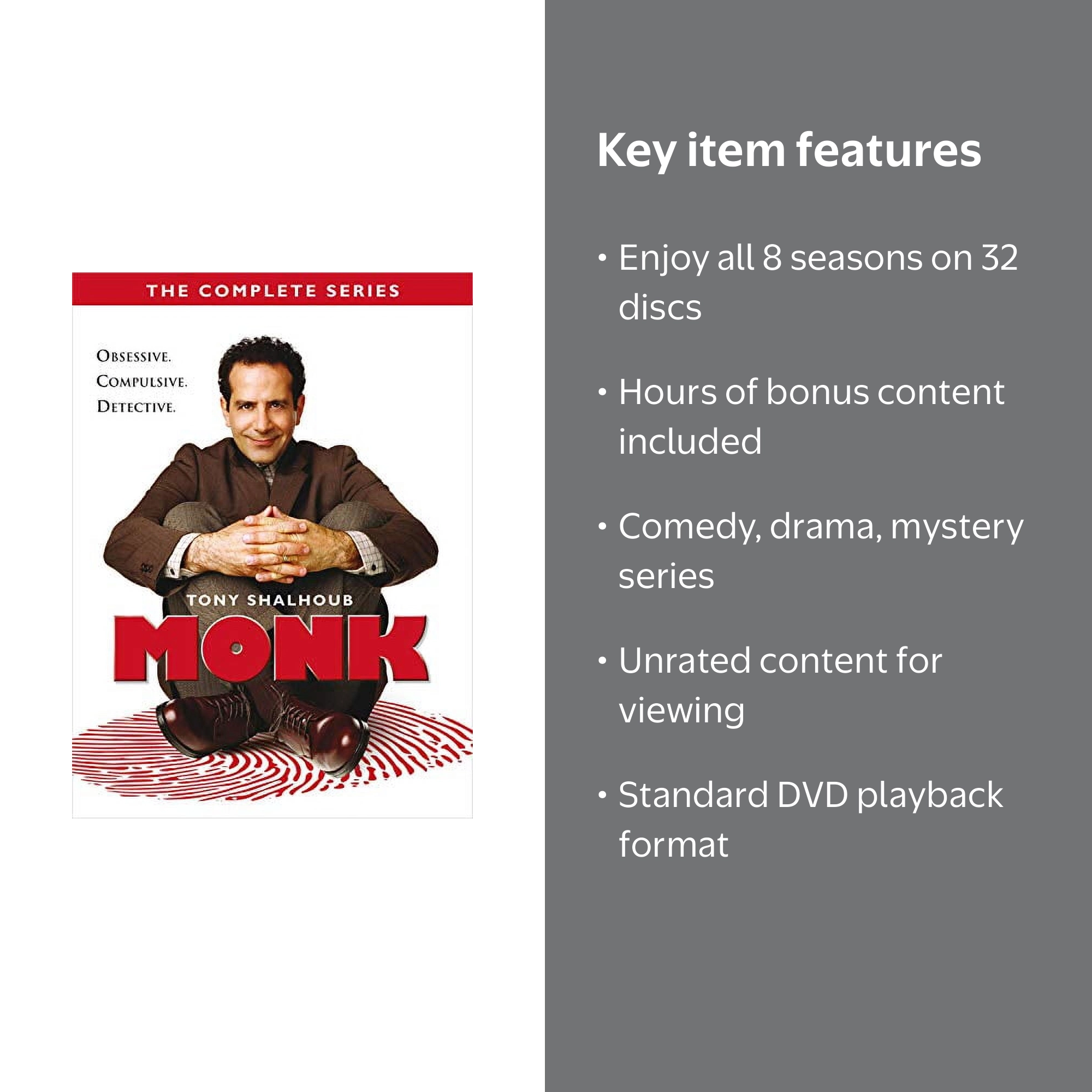 Monk Complete Series Box Set (DVD) - Walmart.com