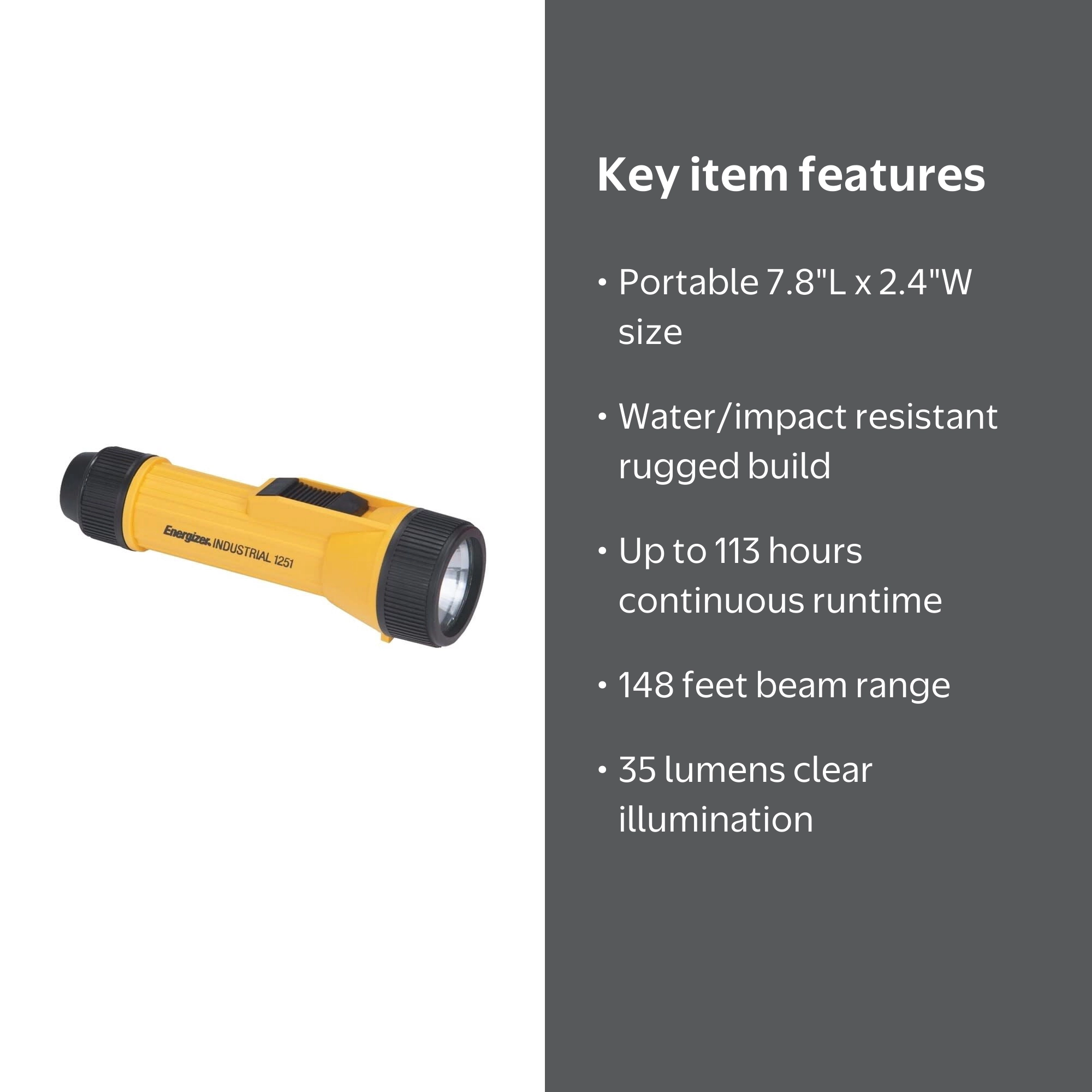 Energizer Holdings, Industrial LED Flashlight, 222397, Yellow
