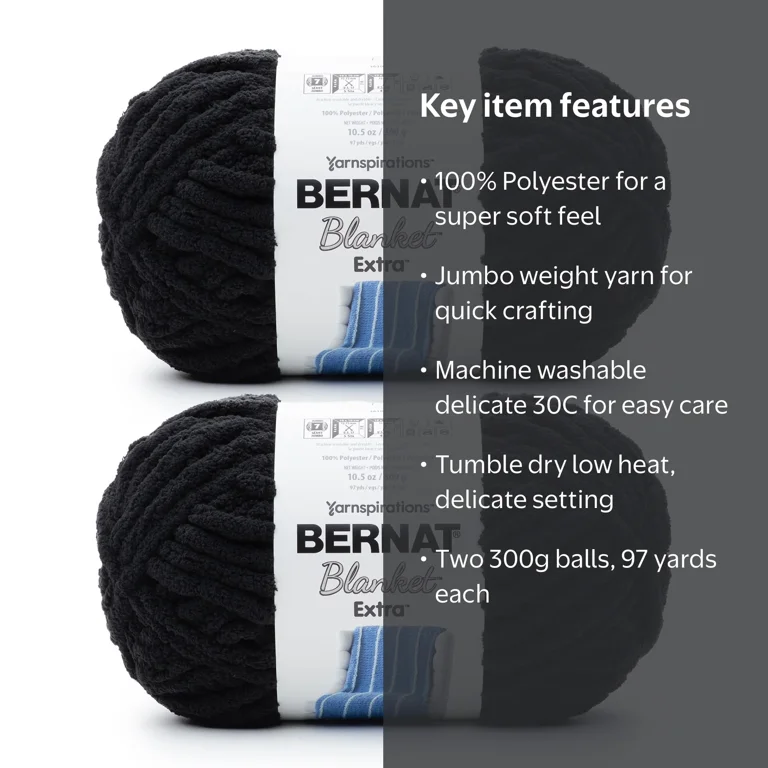 Bernat® Blanket extra™ #7 Jumbo Polyester Yarn, Black 10.5oz/300g