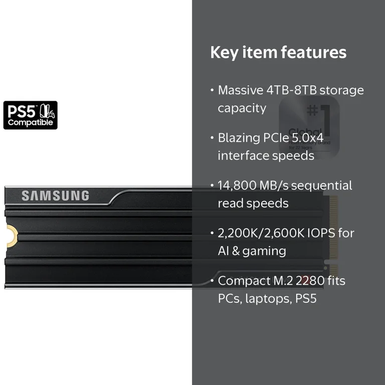 Samsung SSD 9100 PRO with Heatsink 4TB PCIe 5.0x4 M.2 2280