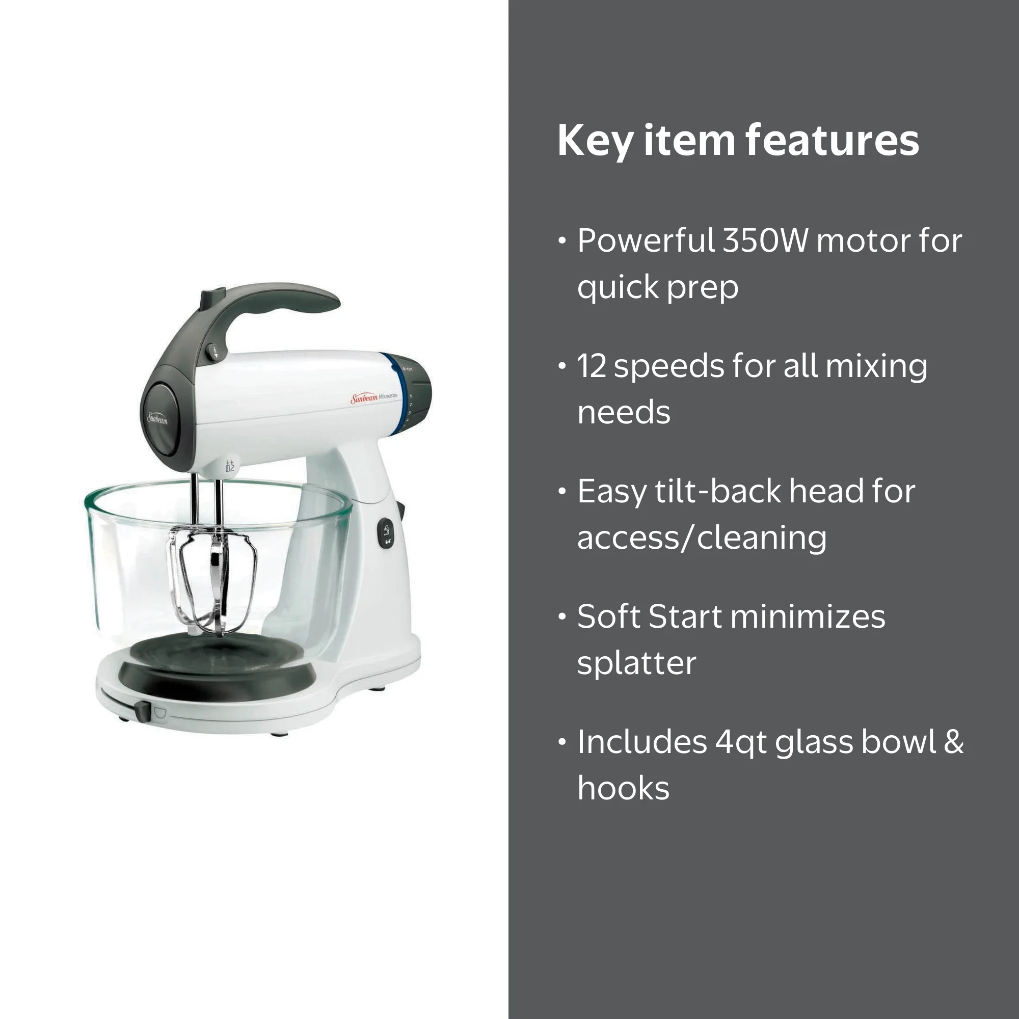 Sunbeam 12 Speed Mixmaster White Stand Mixer - Walmart.com