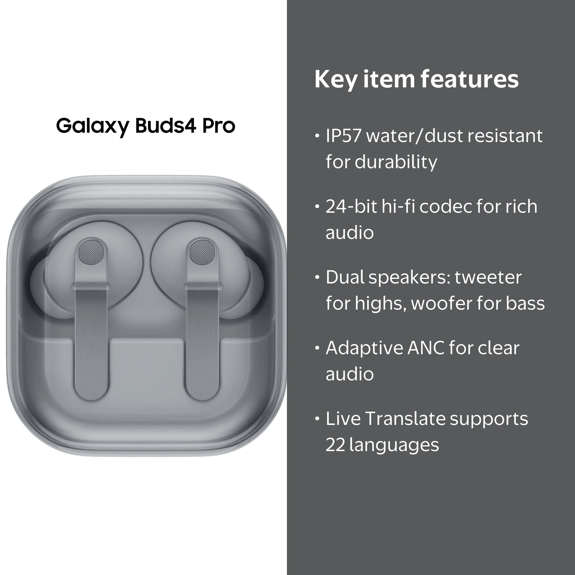 Samsung Galaxy Buds4 Pro Bluetooth Headphones and Charging Case