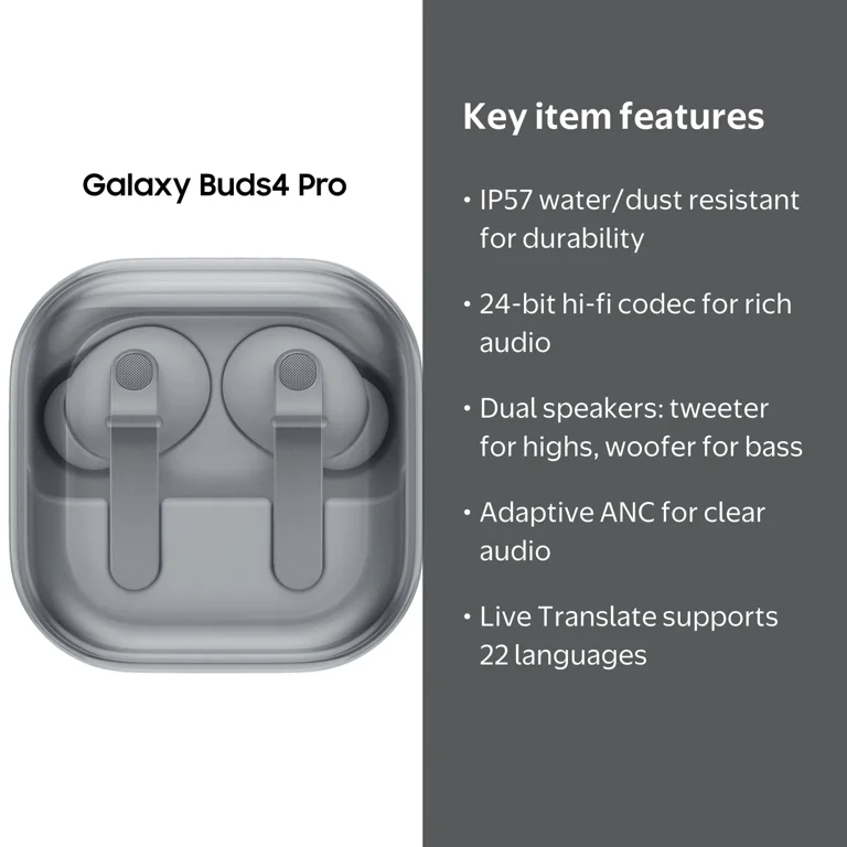 Samsung Galaxy Buds4 Pro Bluetooth Headphones and Charging Case