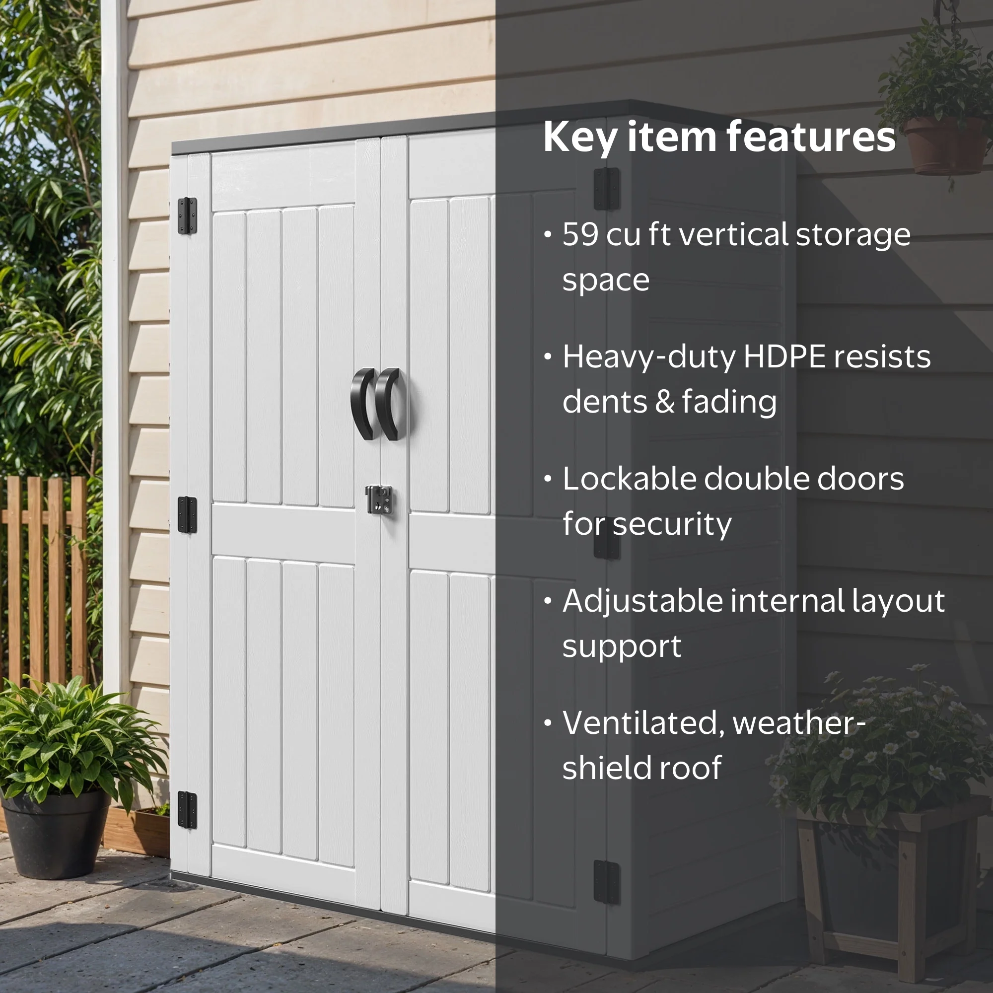 Uforic Outdoor Storage Shed, 59 Cu Ft Tool Shed Ideal for Garden