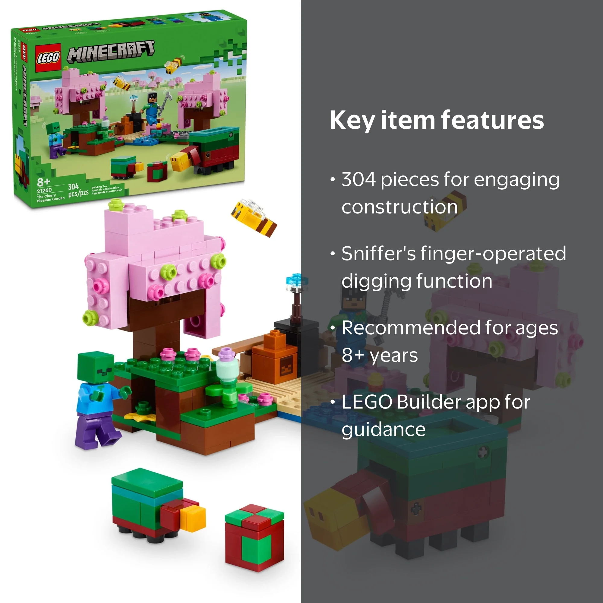 LEGO, Minecraft Set, 21260, Cherry Blossom Garden Toy for Kids 8+
