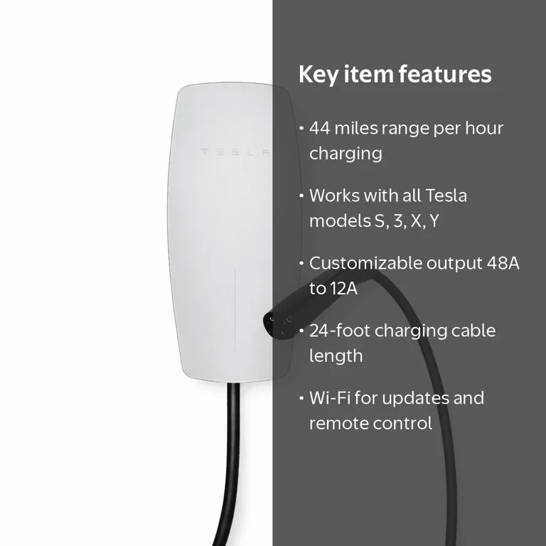 Tesla, Wall Connector, Level 2, NACS Charger, 48A, 24' Cable